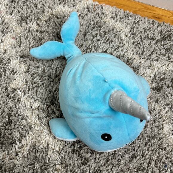 Squishmallow Kellytoy Wally the Blue Narwhal Horn 11.5" Plush 2019 Whale - Picture 4 of 8